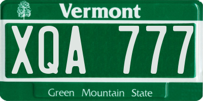 VT license plate XQA777