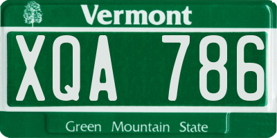 VT license plate XQA786