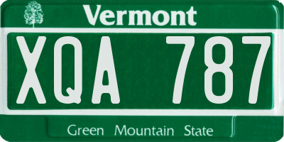 VT license plate XQA787