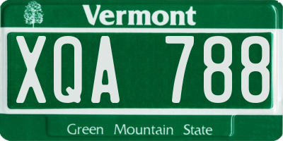 VT license plate XQA788