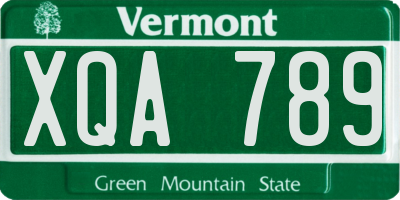 VT license plate XQA789