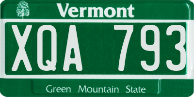 VT license plate XQA793