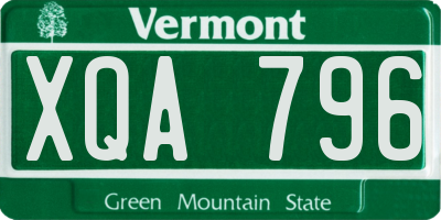 VT license plate XQA796