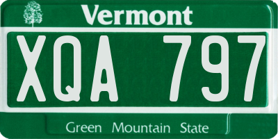 VT license plate XQA797