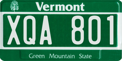 VT license plate XQA801