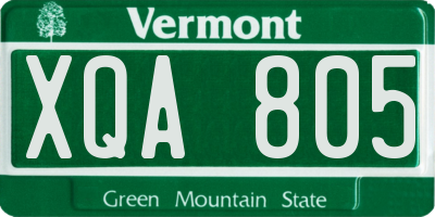 VT license plate XQA805