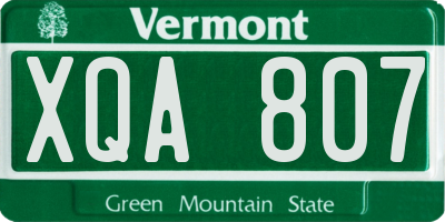 VT license plate XQA807