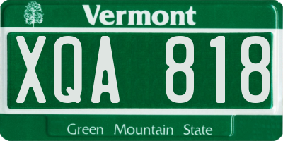 VT license plate XQA818