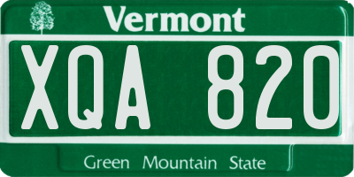VT license plate XQA820