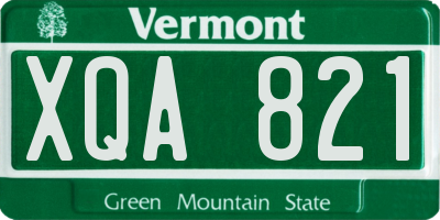 VT license plate XQA821