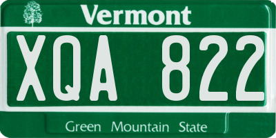 VT license plate XQA822