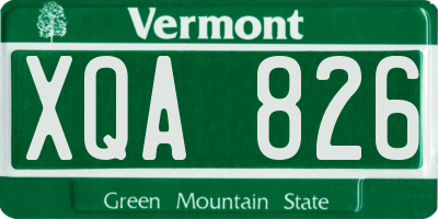 VT license plate XQA826