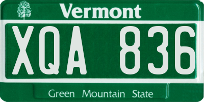 VT license plate XQA836