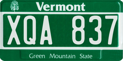 VT license plate XQA837