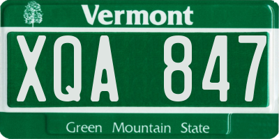 VT license plate XQA847