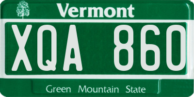 VT license plate XQA860