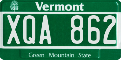 VT license plate XQA862