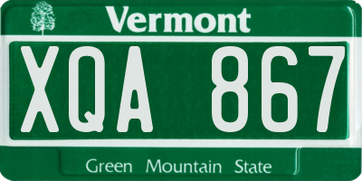 VT license plate XQA867
