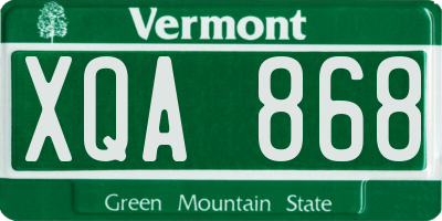 VT license plate XQA868