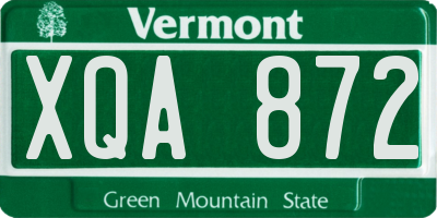 VT license plate XQA872