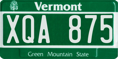 VT license plate XQA875