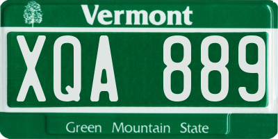 VT license plate XQA889