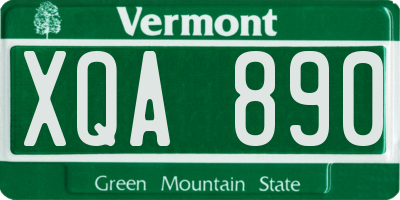 VT license plate XQA890