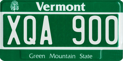 VT license plate XQA900