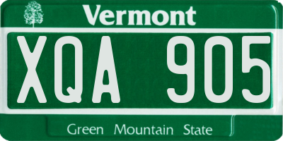 VT license plate XQA905