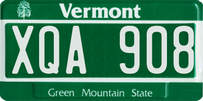 VT license plate XQA908