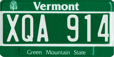 VT license plate XQA914