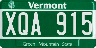 VT license plate XQA915