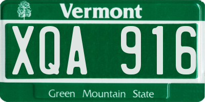 VT license plate XQA916