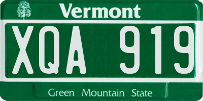VT license plate XQA919