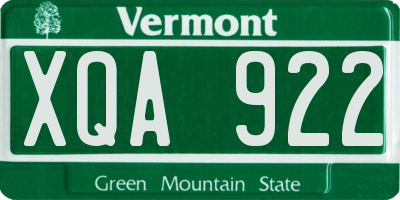 VT license plate XQA922