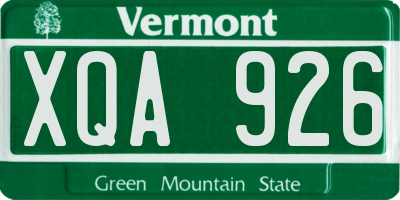 VT license plate XQA926