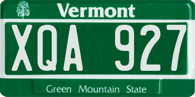 VT license plate XQA927