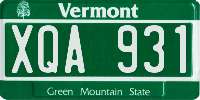 VT license plate XQA931