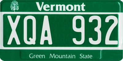 VT license plate XQA932