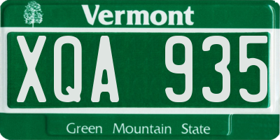 VT license plate XQA935
