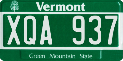 VT license plate XQA937