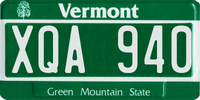 VT license plate XQA940
