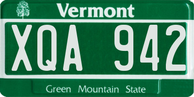VT license plate XQA942