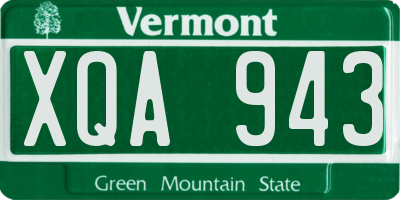 VT license plate XQA943