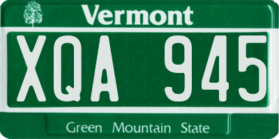 VT license plate XQA945