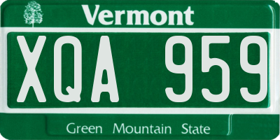 VT license plate XQA959