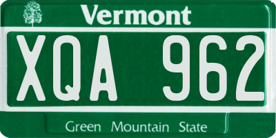 VT license plate XQA962