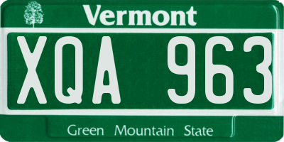 VT license plate XQA963