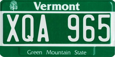 VT license plate XQA965
