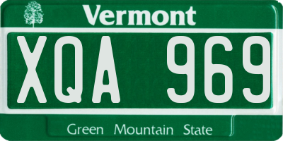 VT license plate XQA969